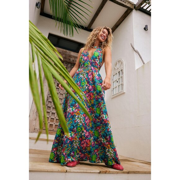 Free People Retro-Inspired Saffron Maxi Dress - Picture 1 of 4